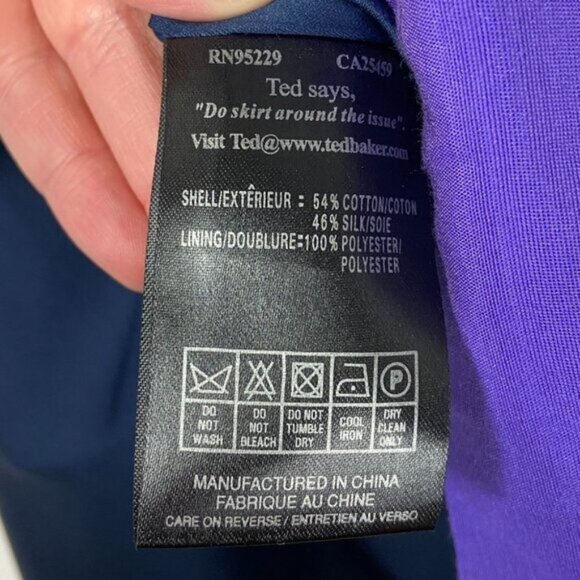 Ted Baker Silk‎ Purple Colour Block Mini Skirt Elbert Navy Blue Size XS or TB 1 - Picture 6 of 12